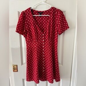 Forever 21 Red Floral Dot Button-Front Mini Dress